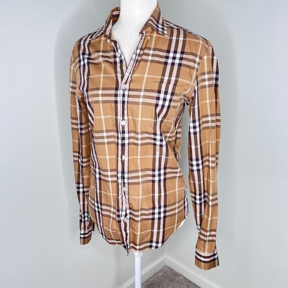 Burberry Brit Nova Check Button Down Long Sleeve Shirt Blouse S - Picture 1 of 7
